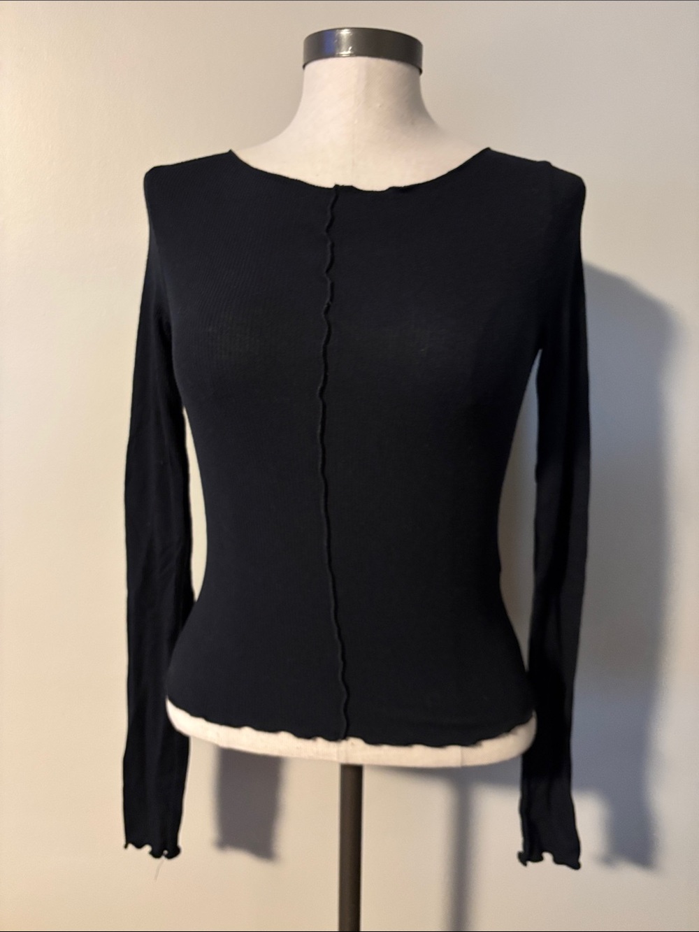 Abercrombie & Fitch Black Ribbed Long-Sleeve Top